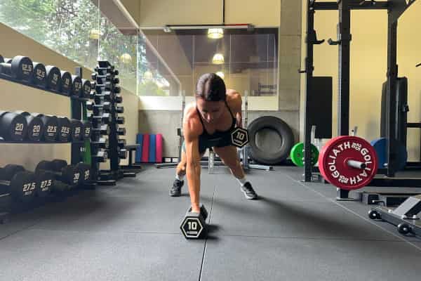 Dumbbell Renegade Row to Push-Up