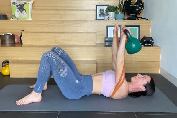 Kettlebell Single Arm Floor Press with Powerband