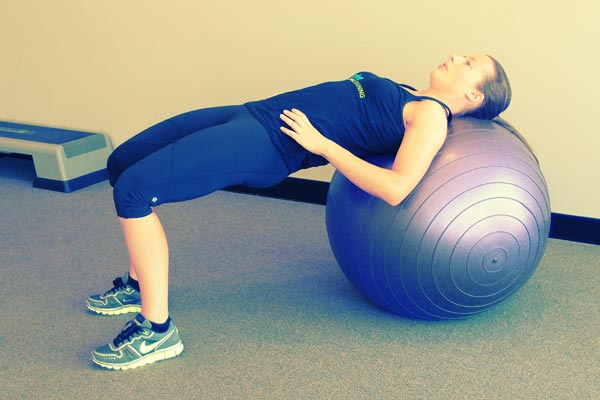 Swiss Ball Bent Knee Bridge