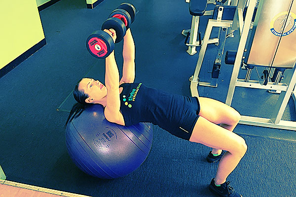 Swiss Ball Dumbbell Chest Press